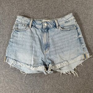 Dynamite Denim Claudia High Rise Jean Shorts Light Wash Blue Raw Hem Womens 4 27